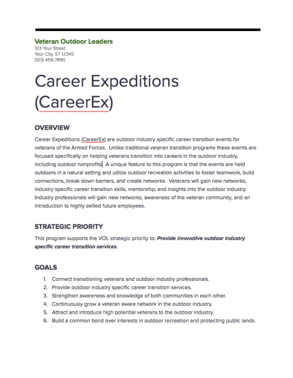 outdoor career transition services